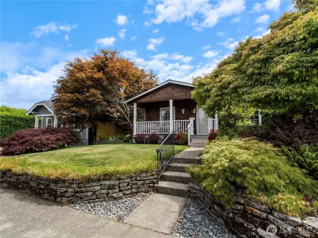 The covered front porch is great for greeting guests and neighbors.