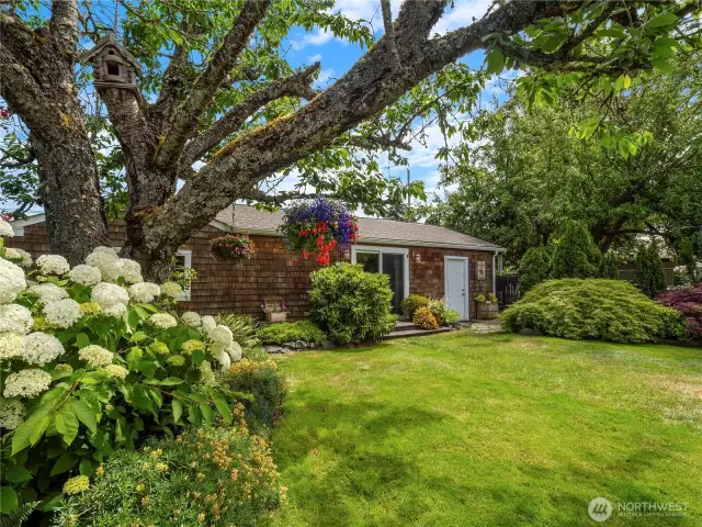 On the other side of the grass yard, you'll find the additional building on this property.
