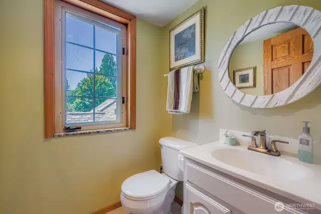 Upper level convenient half bath