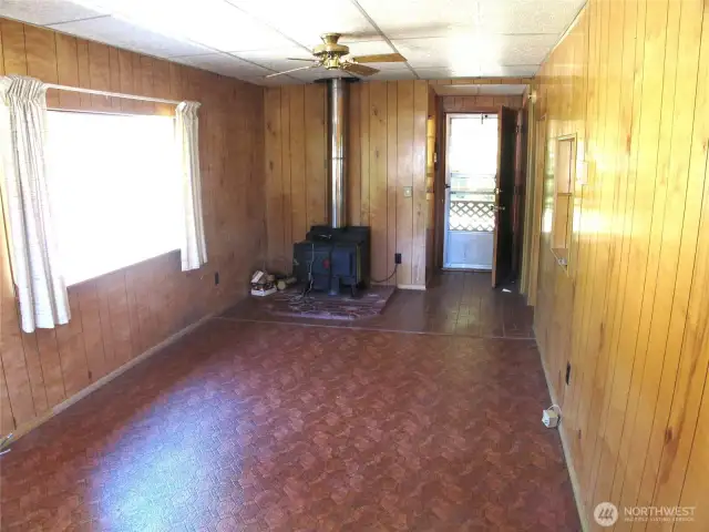 Wood burning stove.