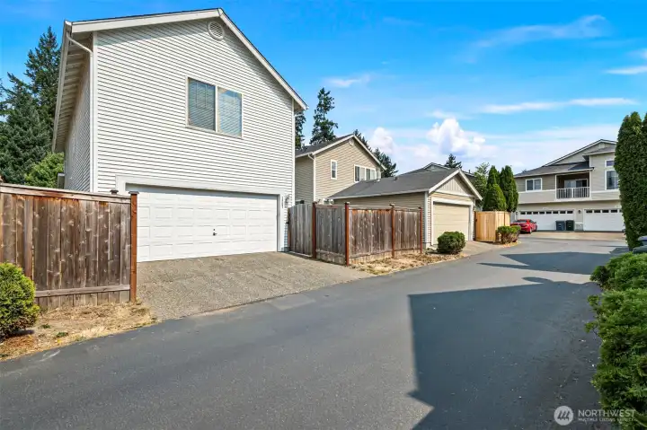 Garage is entered from alley