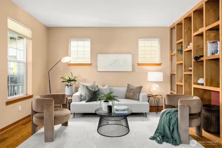 Beautiful interiors with hardwood floors and refreshed paint, new carpet.