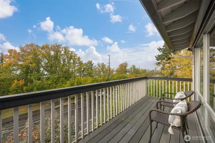 Looking to the northeast end of the deck off the living room.