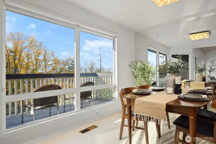 The dining room also takes in the views of the bay and City lights.