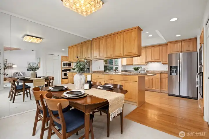 The dining room is quite large and opens to the kitchen and living areas.