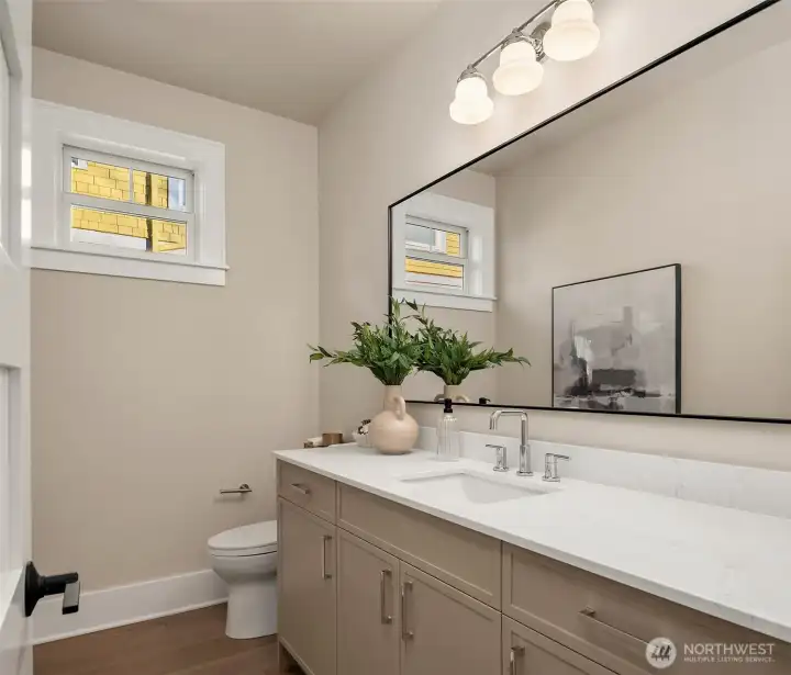 spacious powder room