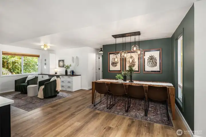 Formal dining and living rooms offer comfort and elegance