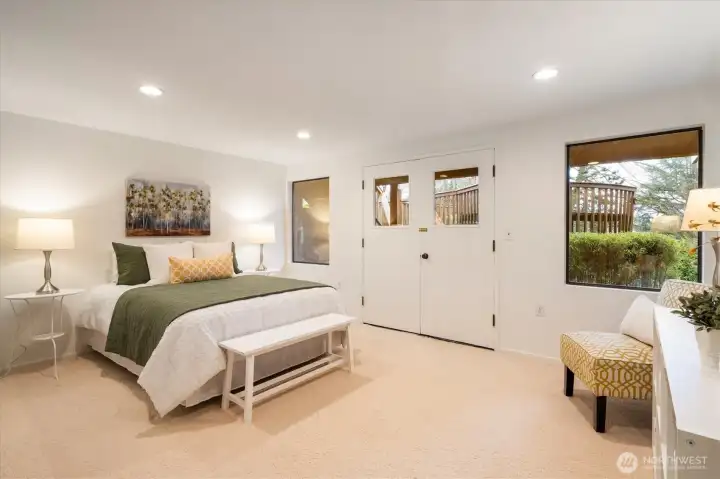 Bedroom #5 is perfect for guests! Private entrance from backyard and full bathroom just next door.