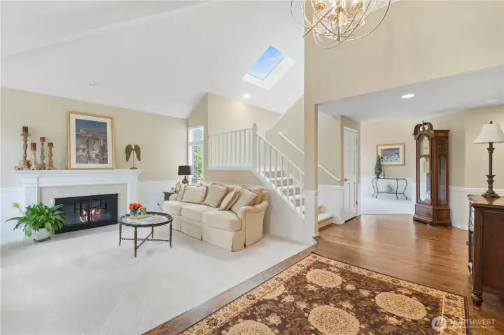 Enjoy a circular floorplan designed for effortless flow, highlighted by a bright and airy feel with newly installed skylights. The main level offers everything you need—featuring a formal family room, dining room, dedicated office, utility room, and a spacious kitchen with a dry bar and additional eating area, perfect for both everyday living and entertaining.