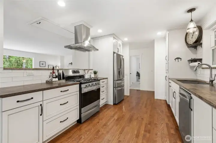 Functional kitchen designed with stainless steal appliances for everyday living.