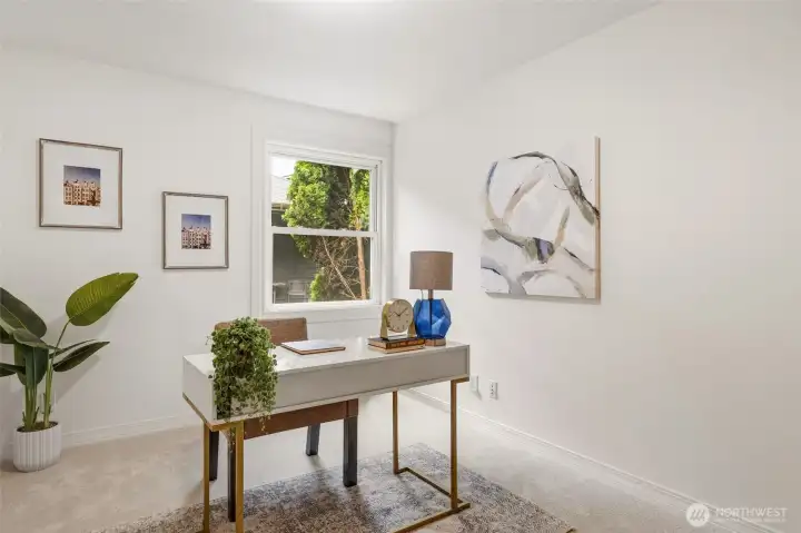 Versatile room perfect for a home office.
