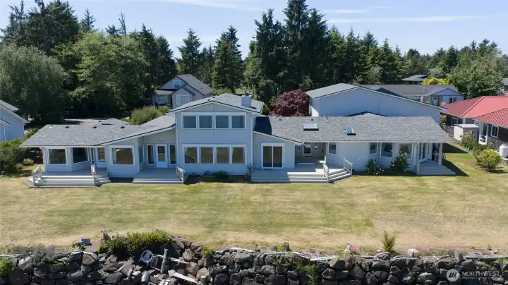 Windows and rooms all the way across the house with views of the water!