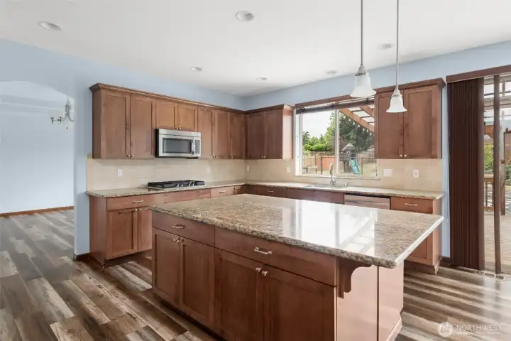 Huge kitchen with lots of storage and counter space. Huge kitchen with lots of storage and counter space.