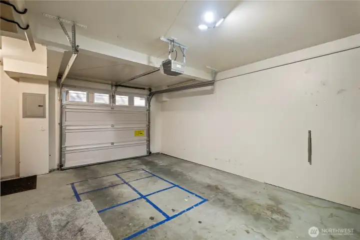 Oversized one car garage with room for storage Oversized one car garage with room for storage