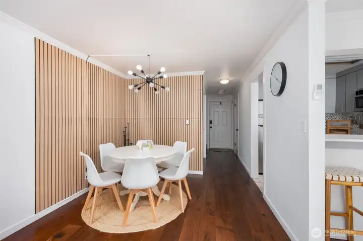 Nice calming entry and dining room across from the updated kitchen.