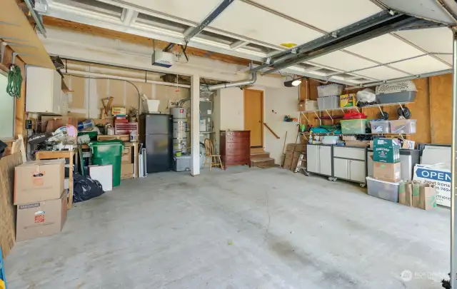 Large two-car garage, with door to laundry room visible in upper right.  Lots of overhead storage!