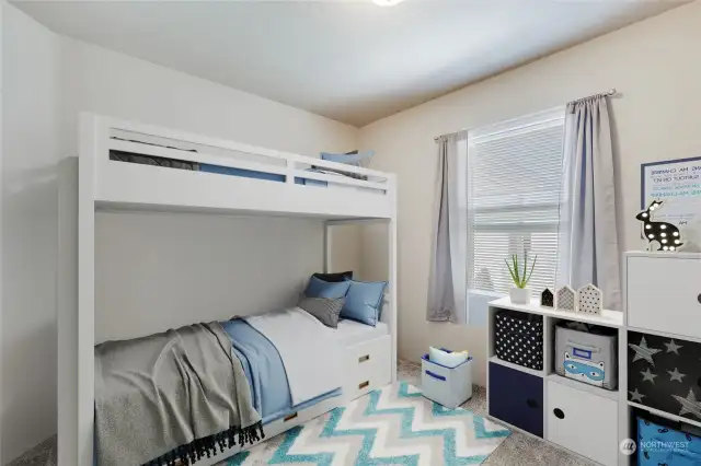 Another well-sized bedroom that can be customized to suit your needs, whether as a bedroom, study, hobby or playroom. (photo is virtually staged)