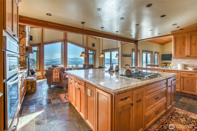 Big open kitchen will welcome friends and encourage sharing of food and friendship. This kitchen has it all and encourages creativity.