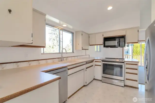 Newer appliances in the kitchen