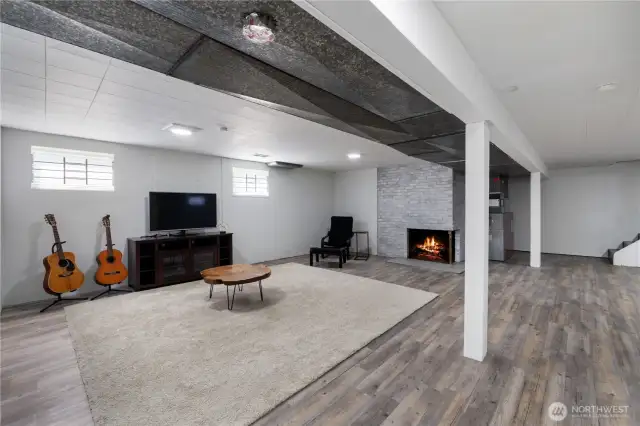 Family room with fireplace