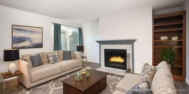 Living Room with custom shelf