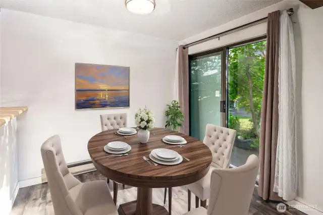 Dining Area with double sliding door to patio