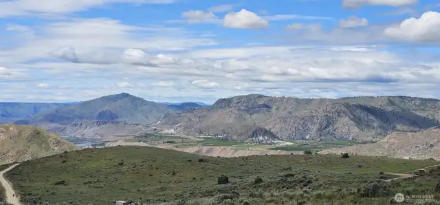 Views to the South and SW.  Peach Rd to the left and building site with well head at the right hand lower corner.