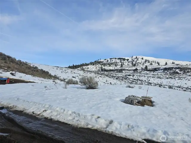 Building pad at well site in the winter.