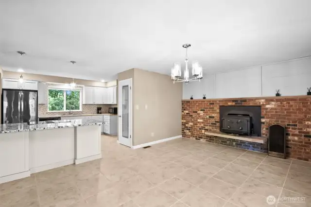 dining room with fireplace