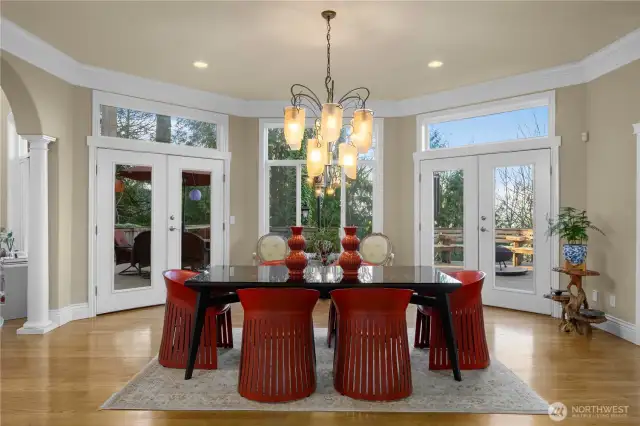 Spacious breakfast area overlooking the huge entertaining deck