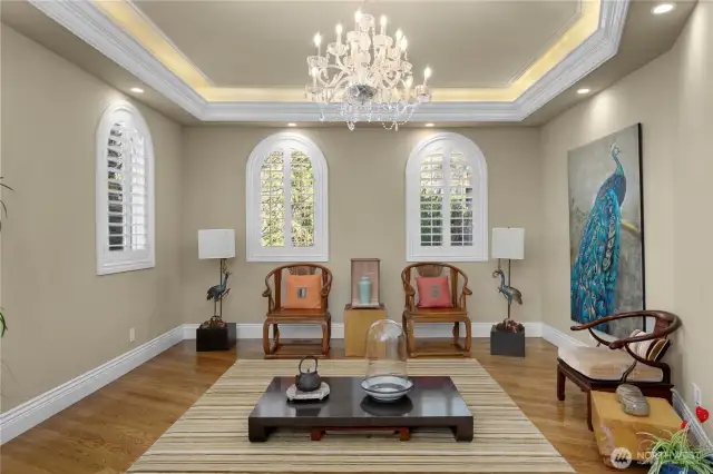 Gorgeous wooden shutters throughout the home for timeless elegance