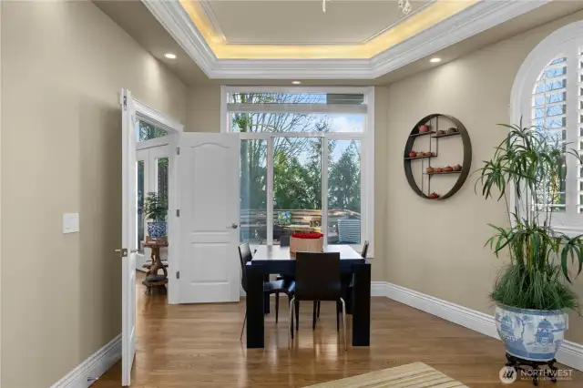 Solid oak flooring throughout the main and parts of the upper level.