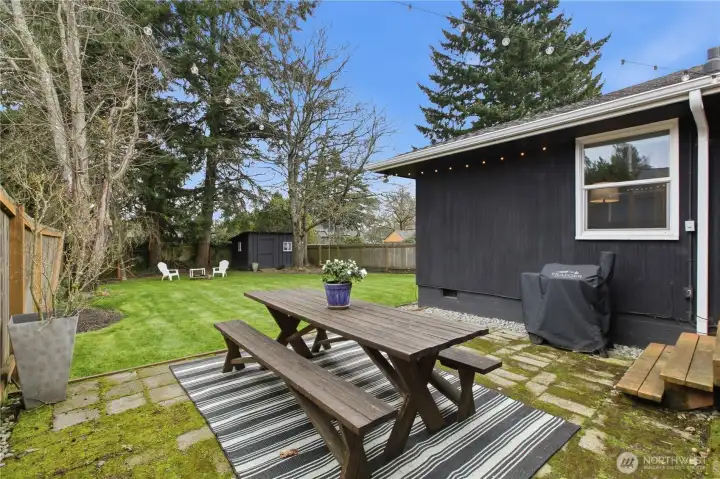 View from patio looking out over the backyard