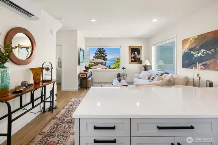 kitchen and living room