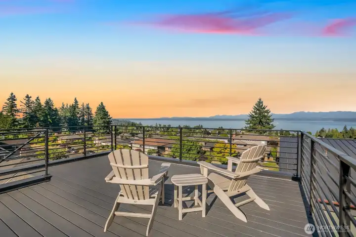 sunset on the rooftop deck