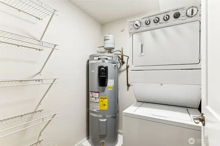 New water heater in spacious laundry room...