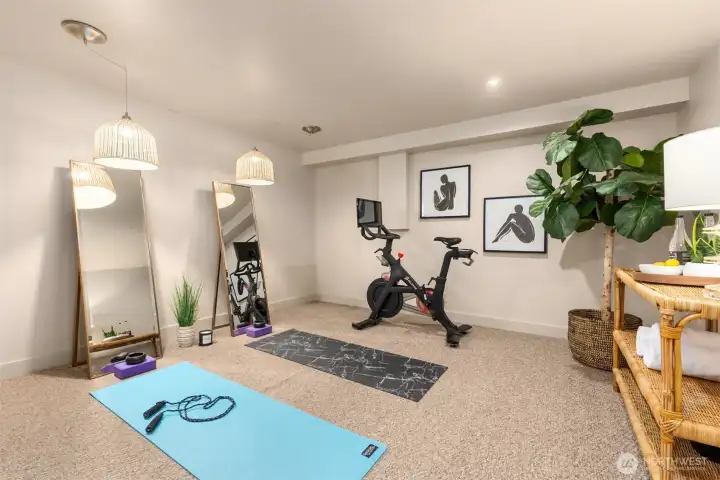 Lower level office/gym plus additional storage.