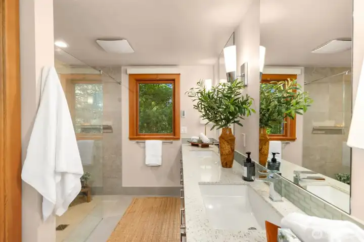 Renovated primary bathroom.
