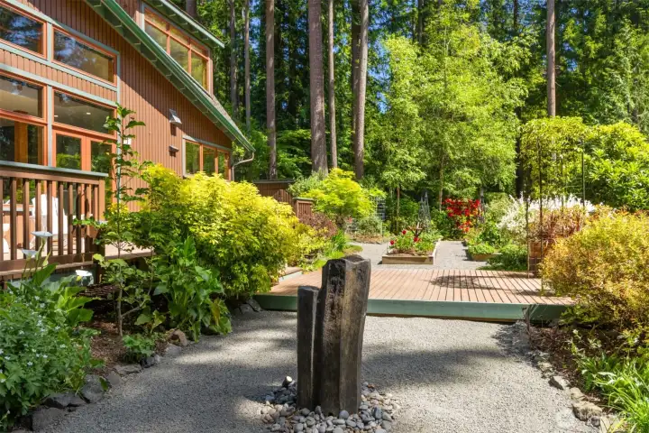 Water feature flowing amidst the stunning scenery.
