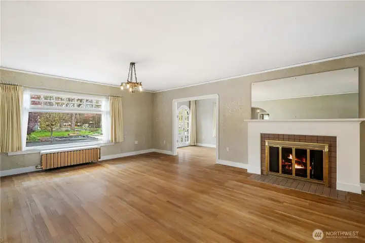 Living Room with original Wood Floors