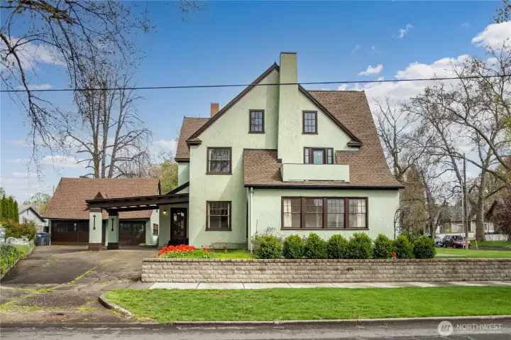 West side of the home showing Double detached garage