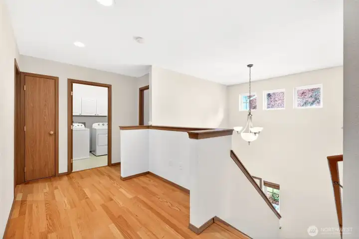Upstairs! A landing that you can move about on. Laundry is there on the left of the photo. Upstairs! A landing that you can move about on. Laundry is there on the left of the photo.