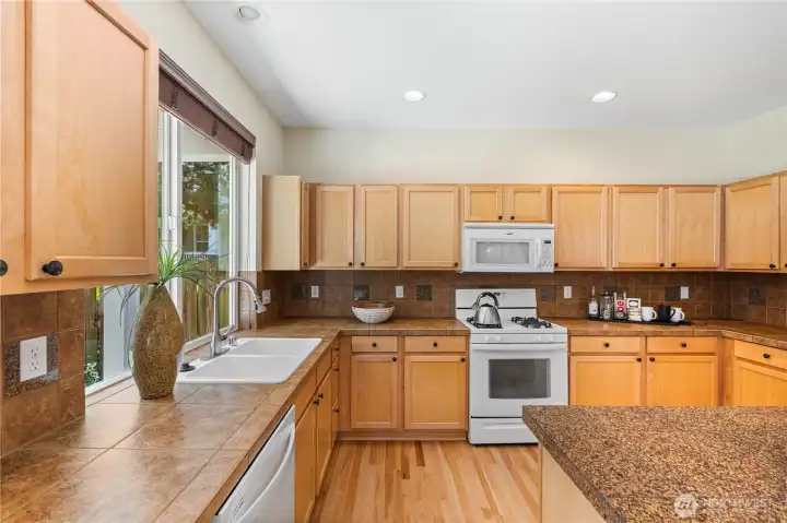A spacious kitchen with an open and functional layout.