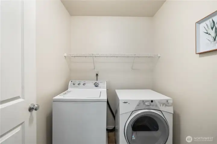 Conveniently located upstairs, the laundry room is situated near all four bedrooms making household chores more efficient and eliminating the need to carry laundry up and down the stairs.