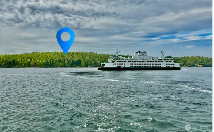 View from Orcas Ferry Landing to parcels.