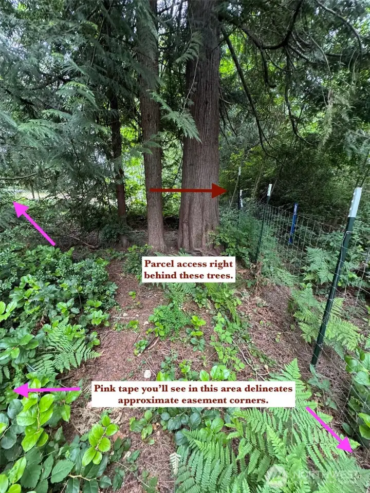 Easement jogs over to parcel. Easement jogs over to parcel.