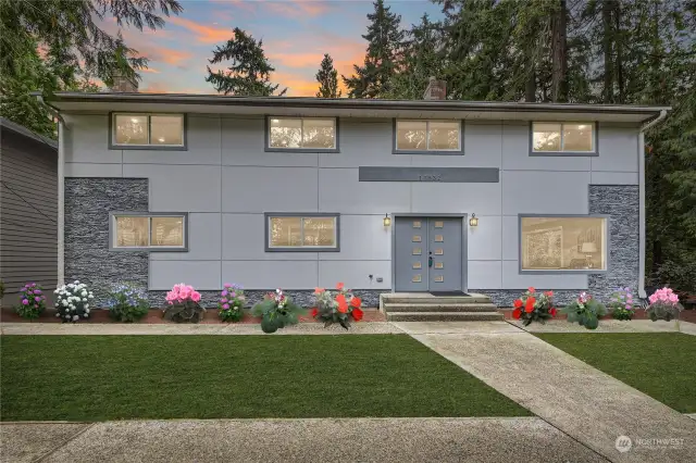 Contemporary Design at this Serene Retreat nestled in the natural surroundings of Shoreline. Virtual landscaping.