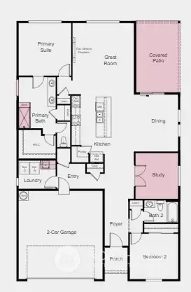 Structural options include: Study in lieu of flex, laundry room cabinets and sink, super shower at primary, extended covered patio.