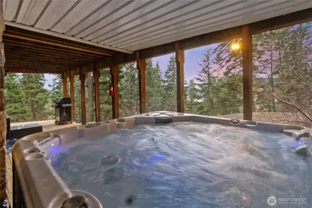 Enjoy evenings in the hot tub looking out at those gorgeous snow capped mountains after a long day boating or snowmobiling!