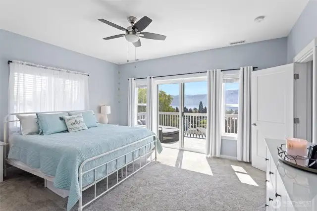 Doors open to the deck.  Couch out there for your morning coffee.